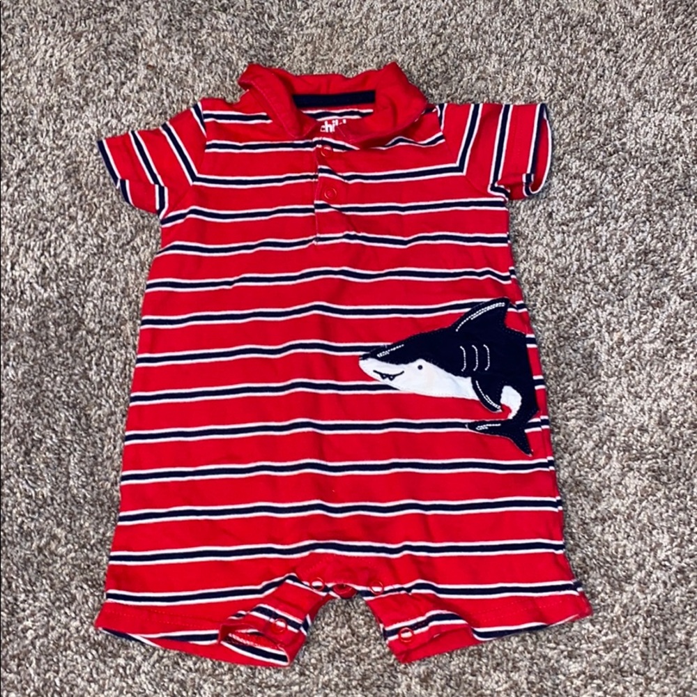 6-9m Boy Shark Romper